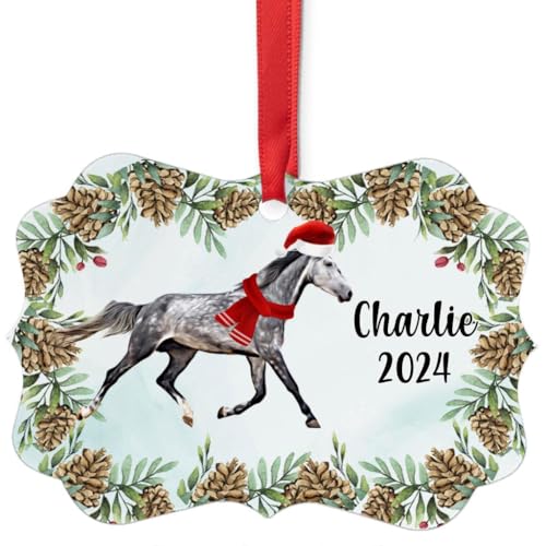 Dapple Gray Thoroughbred Horse Christmas Ornament