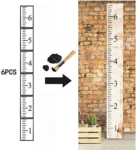 EUYOUZI 6ft Growth Chart Ruler Stencil, 6Pcs Hollow Out Ruler Template Kit, Reusable Painting Stencils Scale DIY Craft Ruler for Measuring Child Height, Wood Length (Big Ruler)