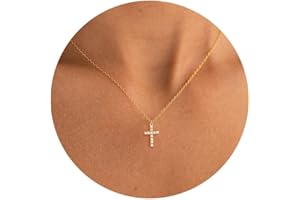 Tewiky 18k Gold/Silver Plated Simple Evil Eye Turquoise Cross Pendant Choker Necklace Simple Tiny Necklace for Women Girls