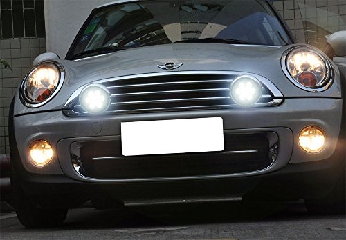 iJDMTOY Black Finish LED Rally Driving Lights with Halo Ring LED Daytime Running Lamp Assembly For MINI Cooper
