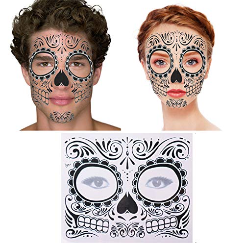 4 Temporary+Halloween+Stickers+Masquerade+Skeleton