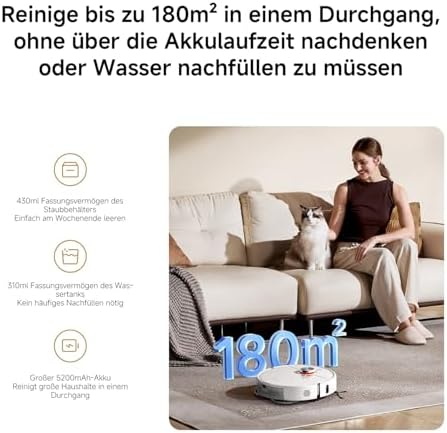 S40 Pro Saugroboter mit Wischfunktion, 15.000 Pa, ausziehbare Arme — Foto 8 von 8