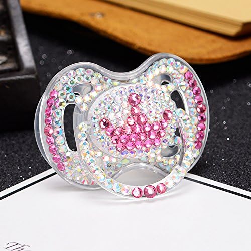 MIYOCAR beautiful bling bling MIYOCAR colorf bling bling pink crystal rhinestone pink crown Pacifier/ Nipples /Dummy /cocka /chupeta baby gift babyshower