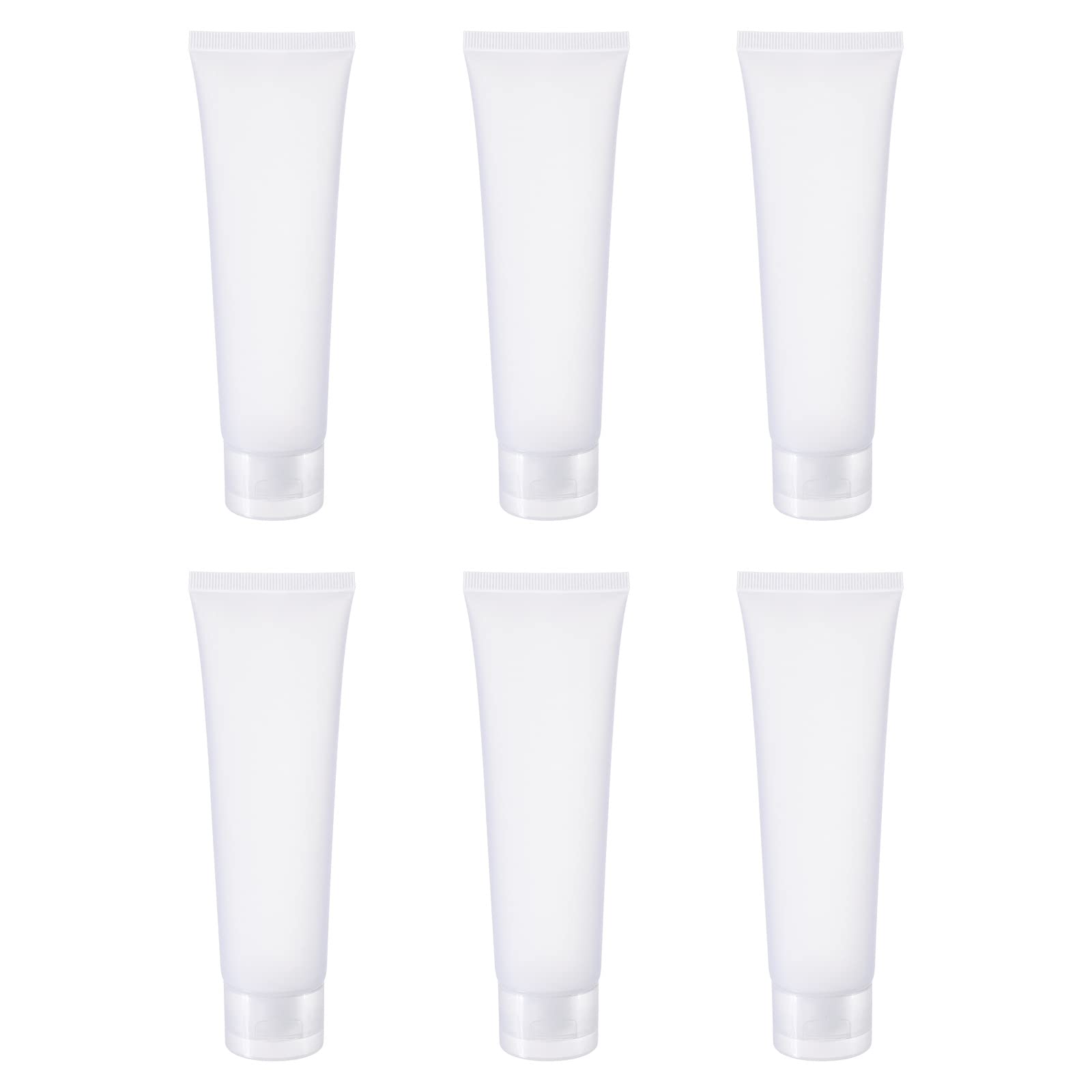 PATIKIL 100ml Squeeze Tube, 6 Pack Empty Cosmetic Tubes Plastic with Flip Lid for Travel Household, Translucent Frosted
