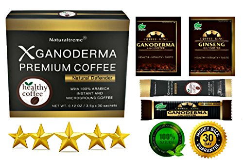 PureGano Natural Defender Anti-Aging - Immunity Booster - Detox Super Mushroom Instant Coffee - 1 Box 30 Sachets (3.5g/105g)