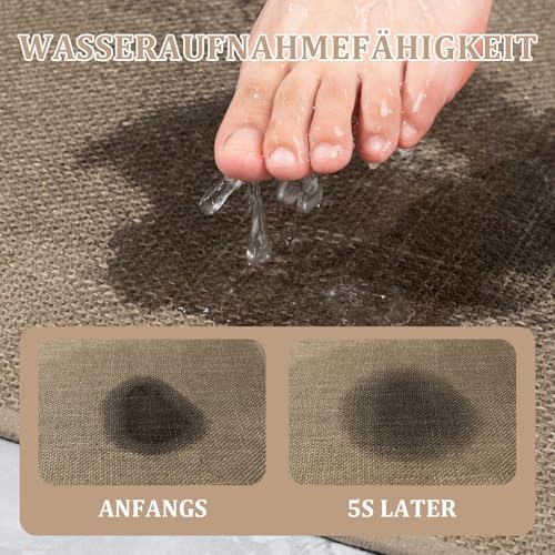 chakme Bath Mat 60 x 90 cm – Non-Slip Bath Mat with Rubber Backing – Non-Slip Washable Bath Mat – Shower Mat – Bath Mat – Bath Mat – Brown