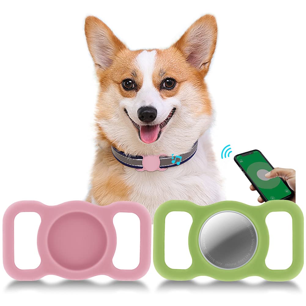 Protective Case for Airtag,Kucheed 2 Pack GPS Tracking Dog Collar Accessories Pet Loop Holder,Anti-Scratch Soft Silicone Lightweight Anti-Lost Locator Cover Compatible with Airtags for Cat,School Bag
