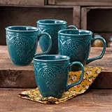 Farmhouse Lace Dinner Plate Set, 4-Pack (Ocean Teal)