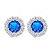 Bamoer Cubic Zirconia Platinum Plated Flower Design Round Stud Earrings