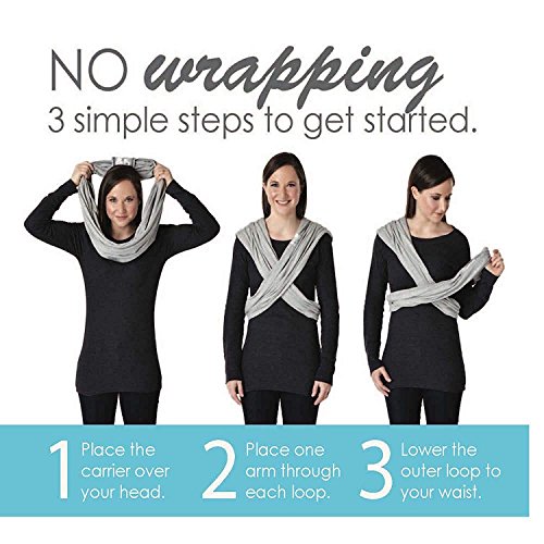 Baby K'tan Breeze Baby Wrap Carrier, Infant and Child Sling - Simple Wrap Holder for Babywearing - No Rings or Buckles - Carry Newborn up to 35 lbs, Black, Medium (W Dress 10-14 / M Jacket 39-42)