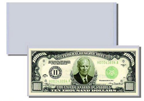 Eisenhower $10,000 Dollar Novelty Bill - 10 Count with Bonus Clear Protector & Christopher Columbus Bill