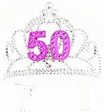Forum Novelties Happy Birthday 50th Silver Pink Tiara