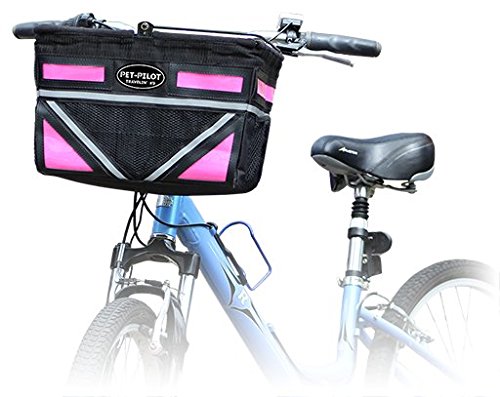 Travelin K9 Pet-Pilot MAX Dog Bicycle Basket Carrier | 2019 Model with 9 Color Options for Your Bike (NEON Pink)