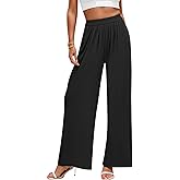 Am Direct Women's Loose Casual Wide Leg Pants with Comfortable high Waistband Pockets and Flowing Pant Legs