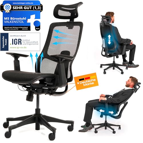 VALKENSTOL M5 Bürostuhl Ergonomisch TESTSIEGER - Büro & Home Office Chair