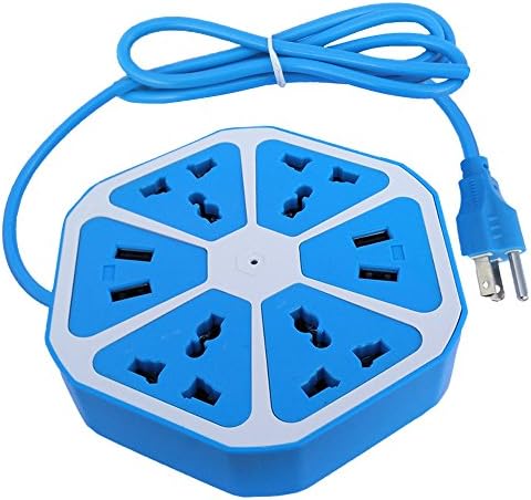 Power Strip,Power Socket with 4 AC Outlets and 4 Smart USB Charging Ports &amp; 5ft Long Power Cord for Home and Office (blue)