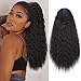 AISI QUEENS Long Wavy Drawstring Ponytail Synthetic Corn Wave Ponytail Extension Loose Deep Wave ponytail Hairpieces for Women (Color:2#)