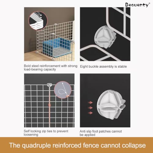 Beauenty Pet Playpen with Toilet Area, Portable Dog Fence for Isolation, Free Combination Pet Play Fence for Indoor and Outdoor, Easy to Assemble, White (127 * 75 * 47cm)