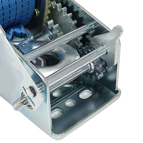 VZCY 3200 LBS Capacity Heavy Duty Hand Winch,Polyester Strap Manual Portable Crank Winch for ATV Boat Trailer Truck Auto, Blue - Image 3