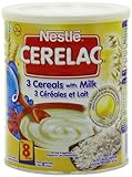 Nestle Cerelac 3 Cereals With Milk, 400 Gram Can (Pack of 4)