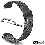 Garmin Vivoactive HR Replacement Band - C2DJOY Milanese Stainless Steel Watch Band for Garmin Vivoactive HR with Unique Magnet Lock Black (6.1-8.1in)