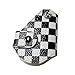 iJDMTOY (1 Black White Checkered Pattern Real Leather Key Fob Cover Holder for 2008-up Mini Cooper R55 R56 R57 R58 R59 R60 R61 F55 F56