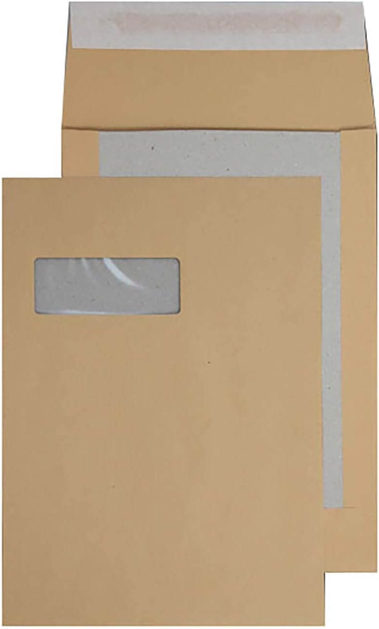 Blake Purely Packaging C4 (A4) 324 x 229 mm Board Back Pocket Peel and Seal Envelopes Window (13901MW) Manilla - Pack of 125