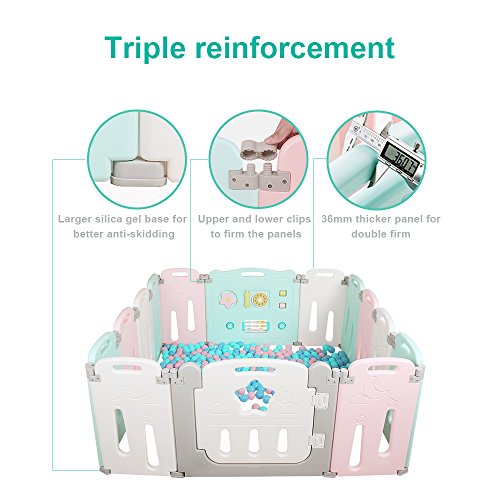 image for  i-BeBe Foldable Baby Playpen 14 Panel Kids Activity Center Toddler P