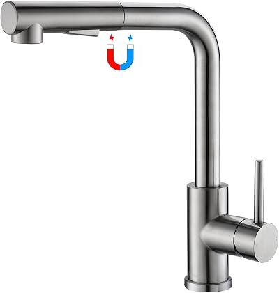 Tohlar Kitchen Tap Mixer with Pull Out Spray Brushed Nickel 360° Swivel