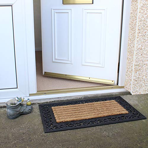 JVL Karina Heavy Duty Rubber Coir Door Mat, Fabric, Brown, 45 x 75 cm