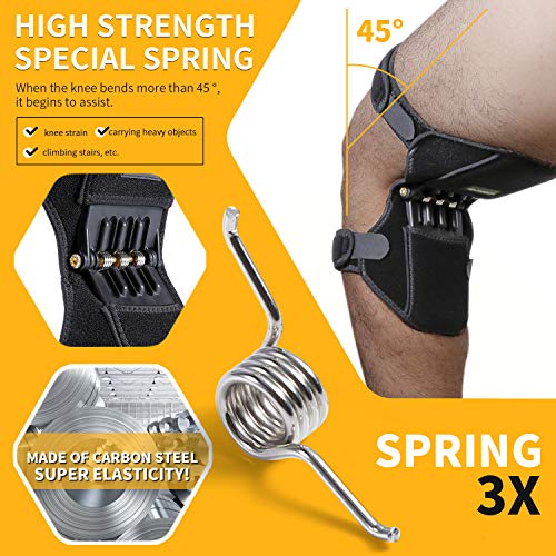JOMECA Knee Booster 2 Pack, Powerlifts Spring Joint Support Knee Brace, Powerful Rebounds Spring Force for Knee osteoarthritis, Climbing, Squat, Mountaineering, Exercising, One Size Fits Most