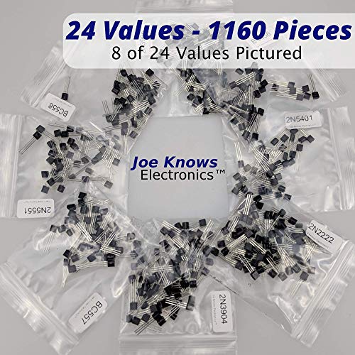 Joe Knows Electronics BJT Transistor Kit (24 Values, 1160 Pieces)