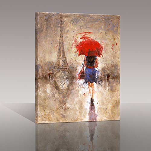 Canvas wall art- canvas print "red umbrella walkin…