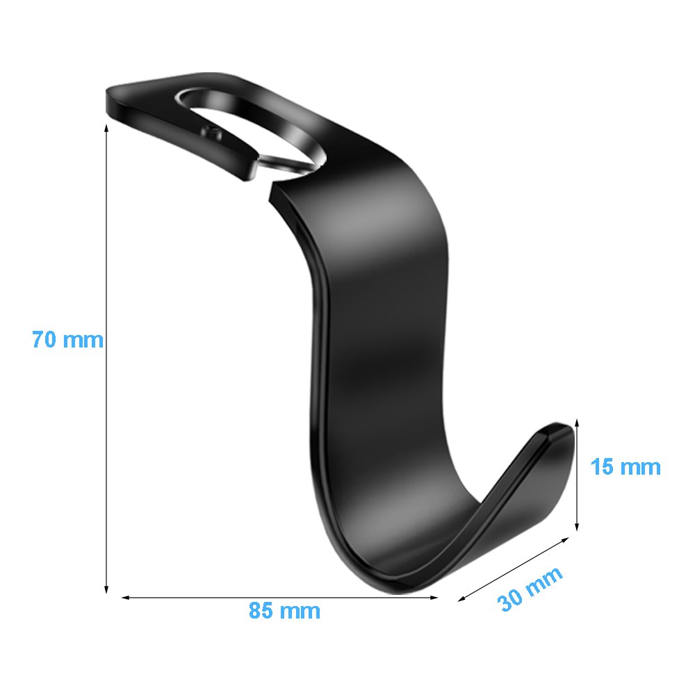 Fourcase 4Pack Car Back Headrest Hooks,Universal Car Vehicle Seat Hanger Holder Hook Organizer for Bag Purse Handbag Cloth (Black)