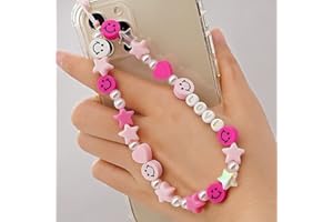 LUSTEMBER Smiley Face Beaded Phone Lanyard