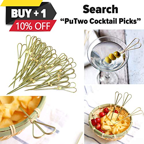 PuTwo Cocktail Picks 100 Counts 4.7" Bamboo Appetizer Toothpicks Wooden