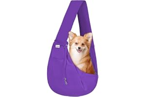 FDJASGY Small Pet Sling Carrier-Hands Free Reversible Pet Papoose Bag Tote Bag with a Pocket Safety Belt Dog Cat for Outdoor Travel
