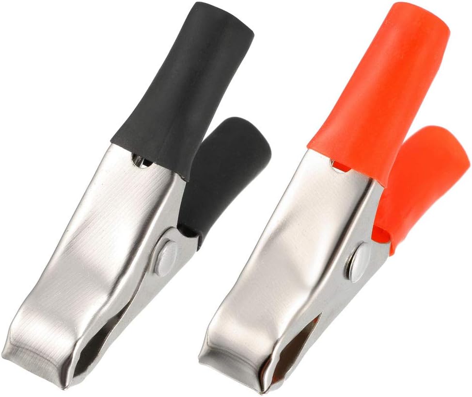 sourcing map 10A Clips Alligator Clamps Terminal Test Electrical Crocodile Clamp, 2pcs, Red, 10A,2pcs
