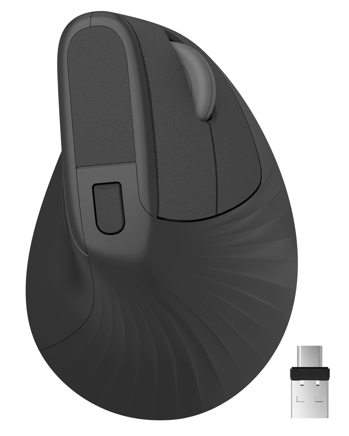 Photo 1 of Zhaman Ergonomic Vertical Mouse, 2.4G USB & Type C Rechargeable, Ergo Wireless Mouse with 3 Adjustable DPI for PC/Notebook/Laptop/All Type C Devices, for Windows, Mac OS - Black