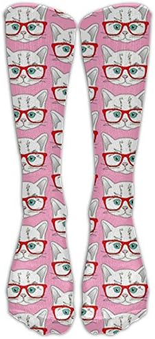 Kitten Hipster Pink Compression Socks Soccer Socks Long Stockings For Running Jogging Cross Training Cycling Relief