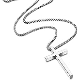 Uacife Cross Necklace for Men, Stainless Steel Cross Pendant Necklaces for Men Pendant Chain Chain Golden Silver Black Cross Necklace Gifts for Men Women Box Chain