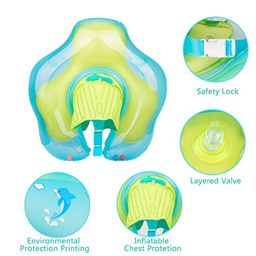 Victostar Baby Inflatable Swimming Float Ring Children Waist Float Ring Inflatable Floats with Safety Belt Swimming Pool Toys Swim Trainer for 6-30 Month (L)