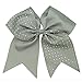 CN 10pcs 7 Inch Girls Big Hair Bow Rhinestone Cheer Bow Attached Elastic Hair Tie for Cheerleader