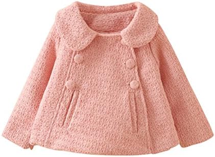SPRMAG Baby Girls Dress Coat Korean Loose Jacket Solid Trench Coat Wool Overcoat Peacoat 3T Pink