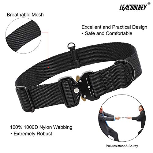 Adjustable Dog Collar with Safety Quick Release Buckle, Breathable Pet Collar for Medium Large Dogs, 100% 1000D Nylon Webbing, 4 Colors, 3 Sizes, 1.5” Wide