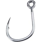 Dr.Fish 10 Pack Inline Single Hooks Welded Eyes Heavy Duty Saltwater Fishing Circle Hook Replacement for Hard Lures