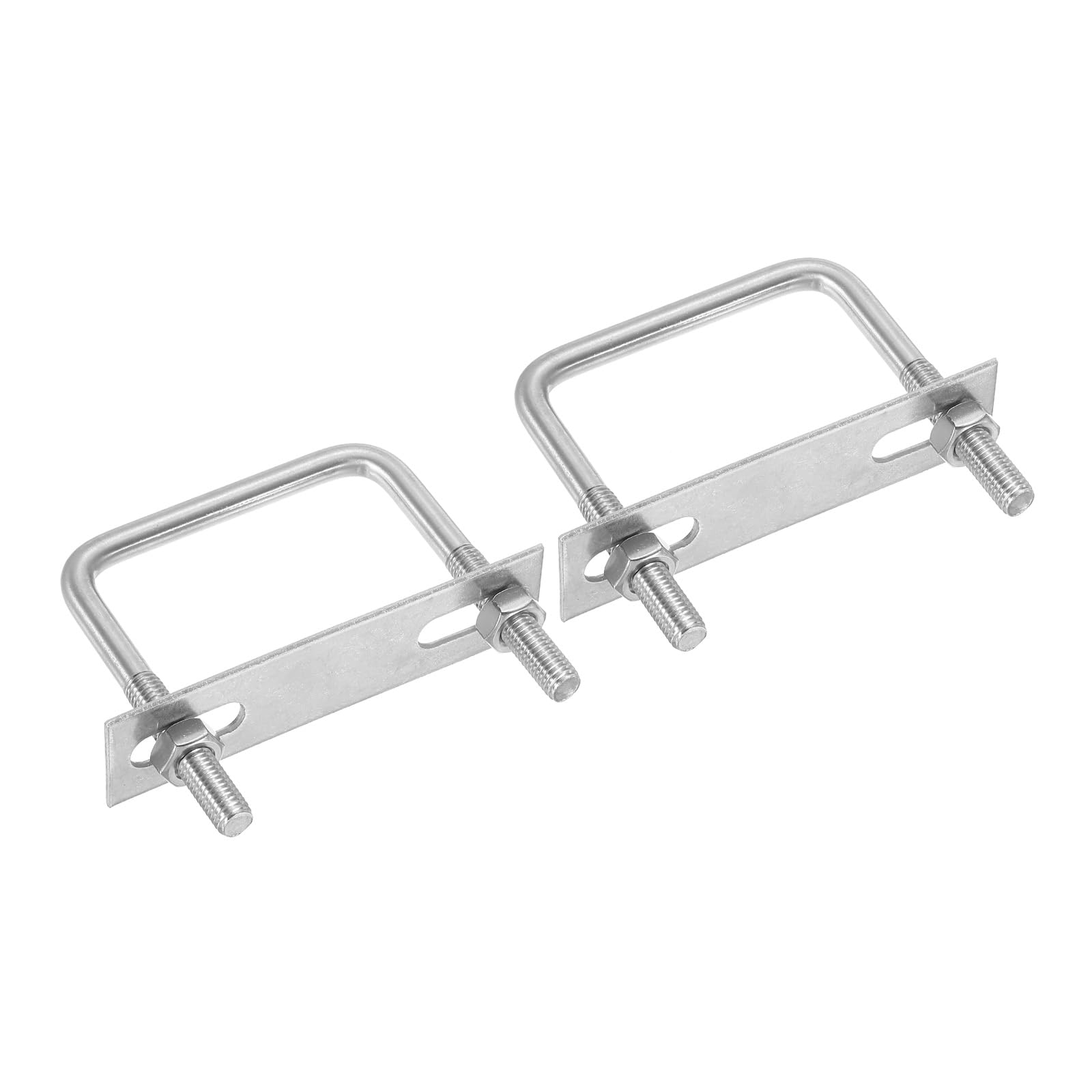 PATIKIL M8x65x80mm Square U-Bolts Kit, 2Set 304 Stainless Steel Square U Shaped Bolts Replacement Parts with Frame Plates and Nuts for Ski Board Sailboat Trailer