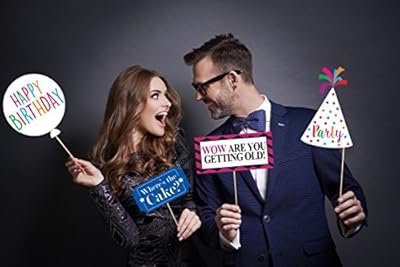 Funny Birthday Photo Booth Props - 47 Pieces - 21st - 30th - 40th - 50th - 60th - 70th - 80th - 90th â€“ Birthday Party Supplies, Decorations and Favors