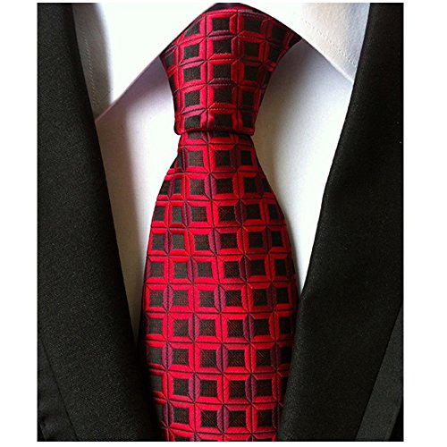 Jeatonge Lot 6 Pcs Mens Ties and 3 Free Tie Clips, Men's Classic Tie Necktie Woven Jacquard Neck Ties Gift box packing (Style 20)