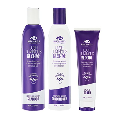 Powerful Purple Shampoo Conditioner with Leave-in Toner - Set. Tones, Prevents & Balances Brassiness in Blonde, Color Treated, Silver & Gray Hair - Vegan Friendly (Best Shampoo To Remove Iron From Hair)